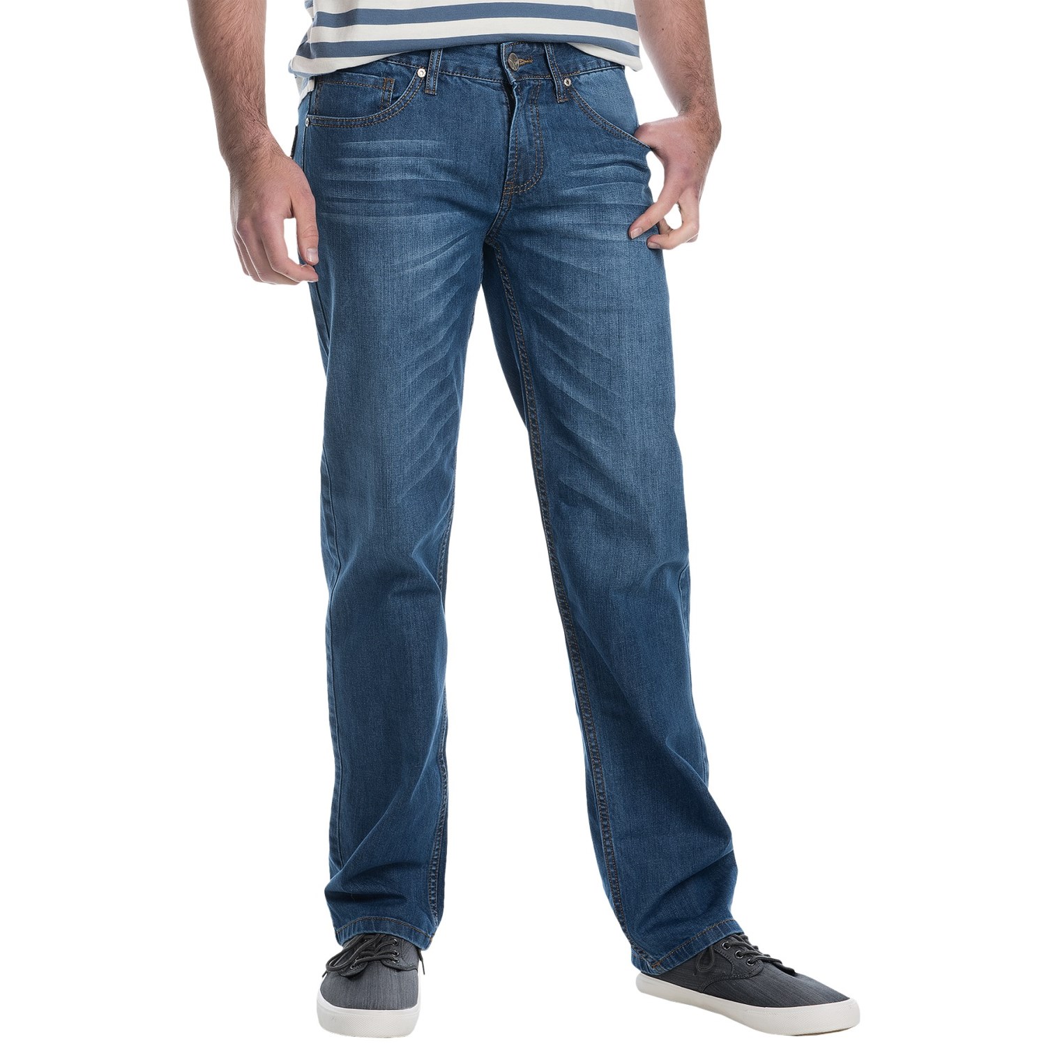 Five-Pocket Stretch Denim Jeans - Straight Leg (For Men)