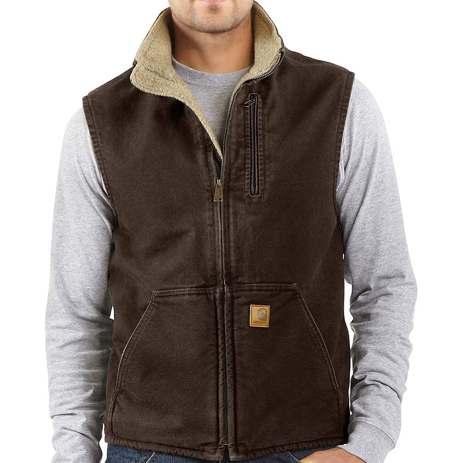 Carhartt Sandstone Mock Neck Vest - Sherpa Lining (For Big Men)