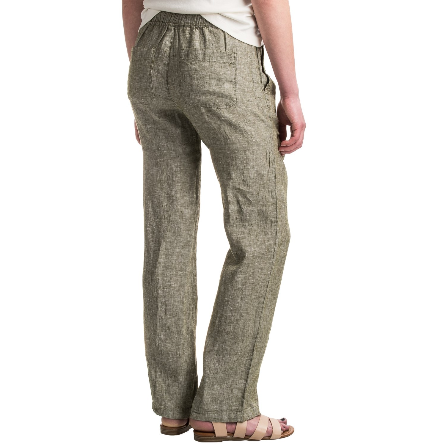 Kenar Linen Chambray Pants - Elastic Waist, Straight Leg (For Women)